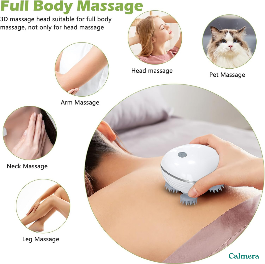 Calmera 3-Minute Relaxing Massager For You And Your Pet - Soft, Rotating Pressure That Feels Like Gentle Fingertips On The Scalp.